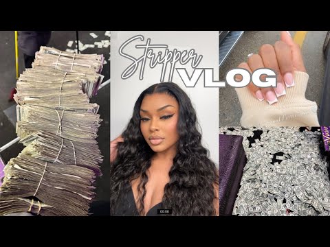 STRIPPER Vlog♡: $2,000 in 2 DAYZ, Messy work environment, Big money counts, Nail appointment, &moreヅ